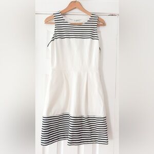 Madewell Ivory and‎ Black Striped Thick Cotton Dress Size Medium EUC